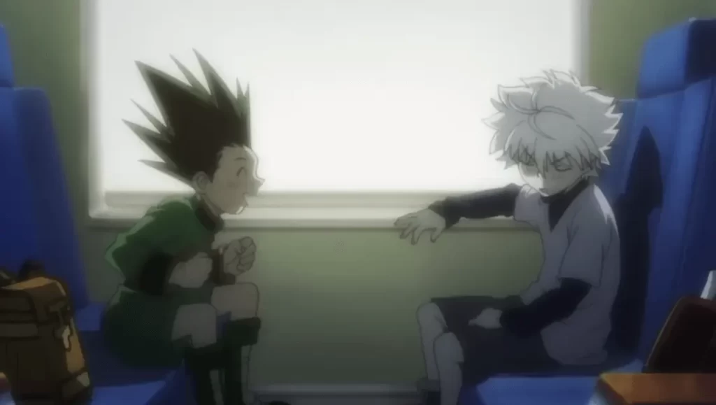 電車でのゴンとキルア