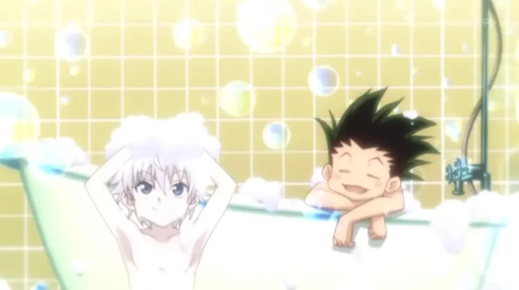 ゴンとキルアが風呂に入っている