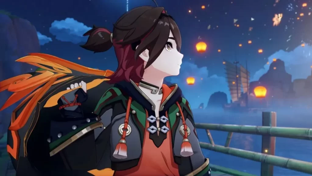 原神に登場するがみんの空を見上げる画像